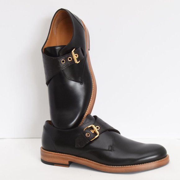 Marc Jacob Ostrich Leather Shoes Monk  Black RARE Handmade EUR42.5 UK8.5 US9.5 - Picture 1 of 16